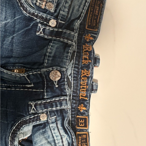 Rock Revival Men's Denim Jeans with White Stitching